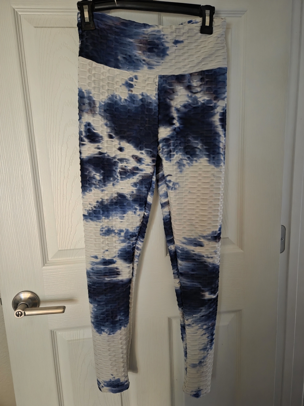 Blue Tie-Dye Textured Leggings